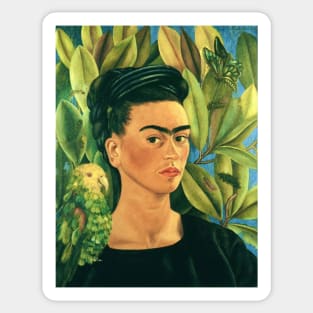 Self Portrait with Bonito by Frida Kahlo Sticker